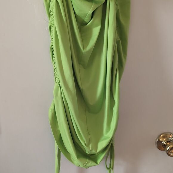 Shein Green Halter Open Back Ruched Sides All the Way Up Midi Dress Size 0X - Picture 8 of 10